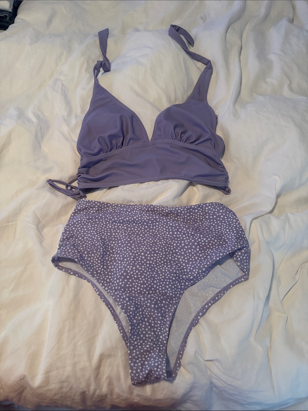 Purple Polka High-Waist Bikini Set women’s medium no brand